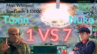 Toxin 1 VS 7 Nuke Hard Bots AI map Whiteout CampC Generals Zero Hour Gameplay [upl. by Fried834]