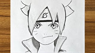 How to draw Boruto Uzumaki step by step  Easy anime drawing  Easy drawing for beginners [upl. by Ayerim]