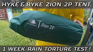 REVIEW Hyke amp Byke Zion 2P Backpacking Tent  Weeklong Rain Torture Test [upl. by Aynotal]