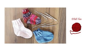 Babysocken in allen Größen stricken mit SOCKENSTRICKNADELN Schritt für Schritt Anleitung [upl. by Atsahc434]