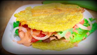 How to make a Plantain sandwich  Patacon [upl. by Adnarom]