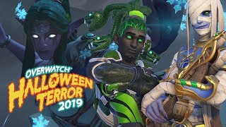 TYRANDE SYMMETRA amp ILLIDAN GENJI SKIN SHOWCASE Overwatch Halloween Terror 2019 [upl. by Redyr]