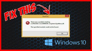 Fix C\Progra\common1\System\Sysmenudll The Specified module could not be found [upl. by Ahsenyl]