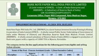 Bank note paper mill recruitment bnpm recruitment iti diploma new vacancyITI Diploma vacancies [upl. by Haman]