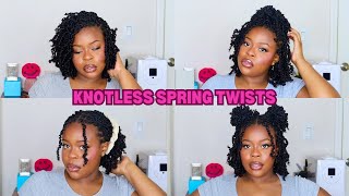 Mini Knotless Spring TwistsKinky Twists on Type 4 Hair  Added Extension Hair [upl. by Koby]