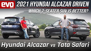 2021 Hyundai Alcazar vs Tata Safari  7 seater SUV comparison review  evo India [upl. by Pascal911]