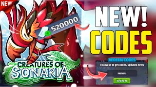 NEW ALL WORKING CODES FOR CREATURES OF SONARIA  CREATURES OF SONARIA ROBLOX CODES [upl. by Ahsial]