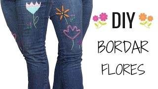 ¿COMO BORDAR FLORES Incluye plantilla BORDADOS A MANO [upl. by Elleivap861]