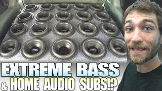 Loud CAR BASS using HOME AUDIO Subwoofers and 20 SUNDOWN 8 inch SUBS in a HUGE Ported Box Install [upl. by Yejus835]