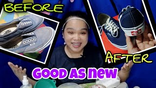 VANS BLUE COLOR RESTORATION Fabric Dye  HOW TO DYE SHOES Very Easy  Step by step  Tagalog [upl. by Ahsehyt653]