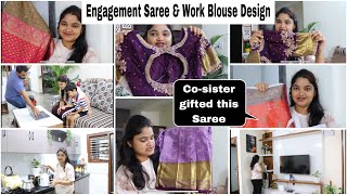 ನನ್ನ CoSister Gift ಮಾಡಿದ saree😍 Engagement Work Blouse Design ❤️ನಮ್ಮ ಮನೆಯಲಿ ನನ್ನ ಸಂಜೆ Kannada vlog [upl. by Anita599]