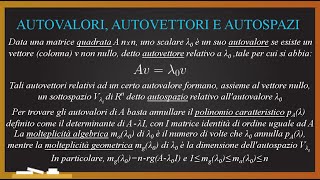 ALGEBRA LINEARE autovalori autovettori e autospazi teoria  esercizio svolto [upl. by Enitram404]