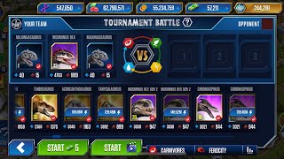 TOURNAMENT BATTLE BAJADASAURUS 1   JURASSIC WORLD THE GAME [upl. by Juliet442]