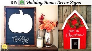 DIY FARMHOUSE HOLIDAY HOME DECOR SIGNS  DOLLAR TREE JOANN FABRICS  FALL CHRISTMAS  BARN  ARTEZA [upl. by Elstan]