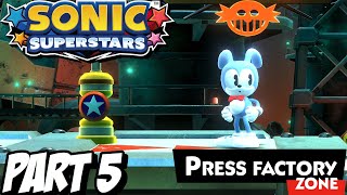 SONIC SUPERSTARS PRESS FACTORY ZONE Story Mode Walkthrough Gameplay Part 5 PC [upl. by Anoel]