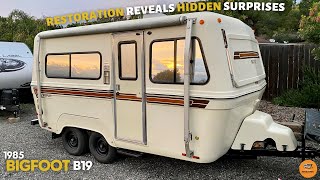 Camper Trailer Makeover Reveals Hidden Problems  Vintage Bigfoot B19 Fiberglass Camper Renovation [upl. by Gildea288]