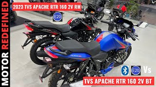 Finally 2023 TVS RTR Apache 160 2V BT E20 Vs TVS RTR Apache 160 2V E20 Std Comparison  All Details [upl. by Viola]