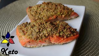 Pistachio Crusted Salmon  Quick and Easy Keto gluten free [upl. by Raffin312]