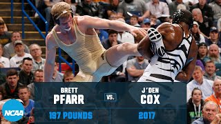 Jden Cox vs Brett Pfarr 2017 NCAA wrestling championships 197 lb [upl. by Avrom]