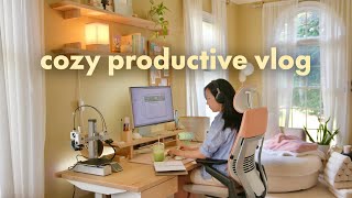 Cozy Productive Vlog 🍵 creative diaries designing lamps desk reset small business life gaming [upl. by Adlin]