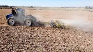 Degelman ProTill 2026 working corn stalks with a New Holland T9565 [upl. by Hagai]