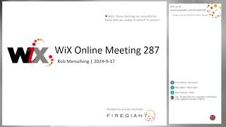 WiX Online Meeting 287 [upl. by Kyte704]