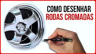 COMO DESENHAR CARROS RODAS CROMADAS Modo mais fácil [upl. by Annerahs]