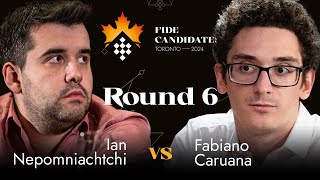 Round 6  Ian Nepomniachtchi  Fabiano Caruana  FIDE Candidates 2024 [upl. by Nash661]