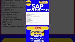 SAP SuccessFactors RCM Training Video 53 16 Sep 2024 sapsuccessfactorstraining [upl. by Janna620]