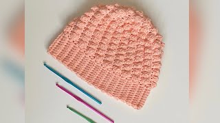 Crochet  Bobble Stitch Beanie Hat  Winter Hat  Very Easy Pattern [upl. by Noet]