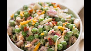 Pea Salad With Bacon amp Cheese [upl. by Elokin]