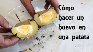 Cómo hacer un huevo en una patata  ESPECIAL Día en el campo [upl. by Maurilia]