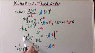 Kinetics third order integrated rate law and halflife derivation [upl. by Nhojleahcim]