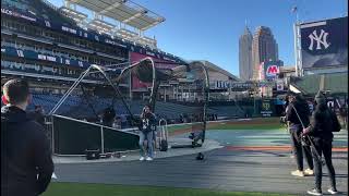 The scene at Progressive Field where Aaron Judge and Giancarlo Stanton are taking early BP ahead of [upl. by Nnaeirelav]