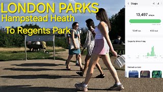 LONDON PARK WALKING FROM HAMPSTEAD HEATH TO REGENTS PARK LETS GO [upl. by Erdnaek]