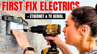 How I installed electrics for a media wall double socket then prepped for ethernet amp TV aerial [upl. by Odraner]