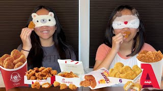 Blindfolded Fast Food Chicken Nugget Taste Test  Janet and Kate [upl. by Spain]