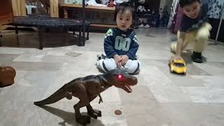 Playing with a T Rex dinosaur toy 🦖🦖  kids playing [upl. by Smoot]