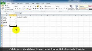 How to find Standard Deviation in Microsoft Excel Tutorial [upl. by Safir]