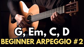 Easy Fingerstyle Arpeggio Pattern  G Em C D Chords  Free PDF Download [upl. by Ailey732]