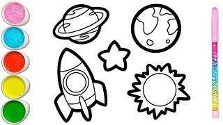 Planet Drawing  Sun Drawing  Rocket Drawing [upl. by Ayahc800]