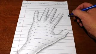 How to Draw a 3D Hand  Trick Art Optical Illusion [upl. by Kcirtap]