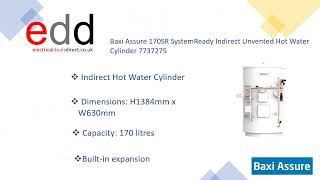 Efficient and Reliable Baxi Assure 170SR SystemReady Indirect Unvented Hot Water Cylinder [upl. by Zoha]