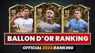 FINAL RANKING OF THE 2024 BALLON DOR 2024 😱🥶FT Vini Jr Rodri Mbappé amp More [upl. by Kashden]