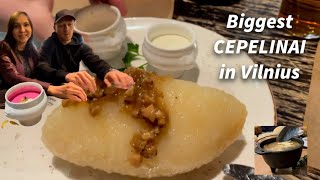 Eating the biggest cepelinai in Vilnius Lithuania [upl. by Mixie]