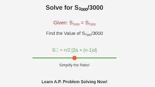 For a given AP if S1000  S2000 then S30003000  Solving an Interesting Arithmetic Progression Qn [upl. by Kcirdes]