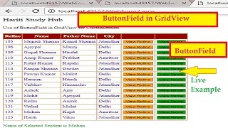 How to Use ButtonField in GridView AspNet  Hindi  Learn AspNet [upl. by Takken975]