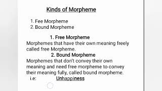 Morpheme  Morph  Allomorph  Types of Morpheme Free and Bound morpheme [upl. by Hinkel]