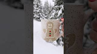 This gingerbread came out so cute pottery ceramics gingerbread christmasmug holidaydecor snow [upl. by Bobbee]