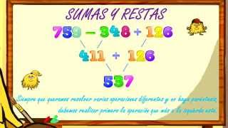 wwwmatecitoscom 3º Primaria Sumas y restas combinadas [upl. by Chesna]